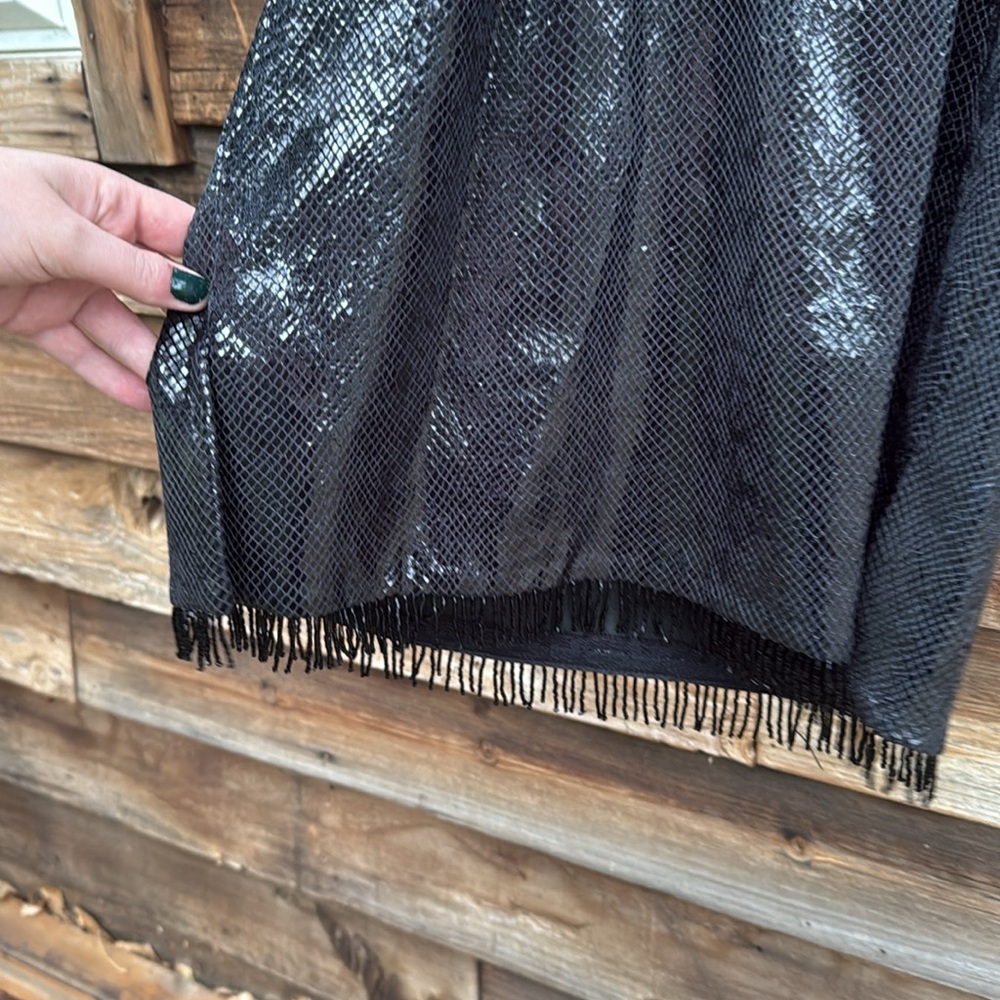 JANINE party vintage Elegant Black Sleeveless Dress asymmetrical mini beaded - Picture 11 of 13